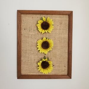 Artisan Crafted Burlap & Sunflower Rustic Framed Floral Wall Art 15x12